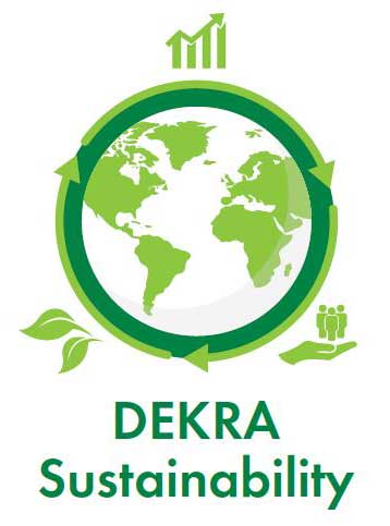 A globe under which DEKRA Sustainability is written.